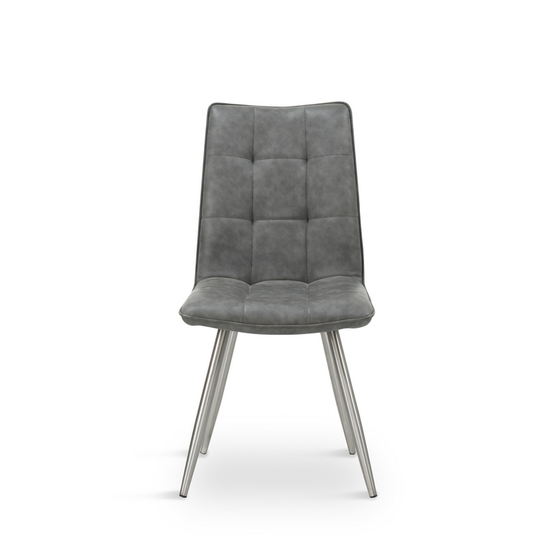 Grey PU Chair with brushed stainless steel for Living Dining Room