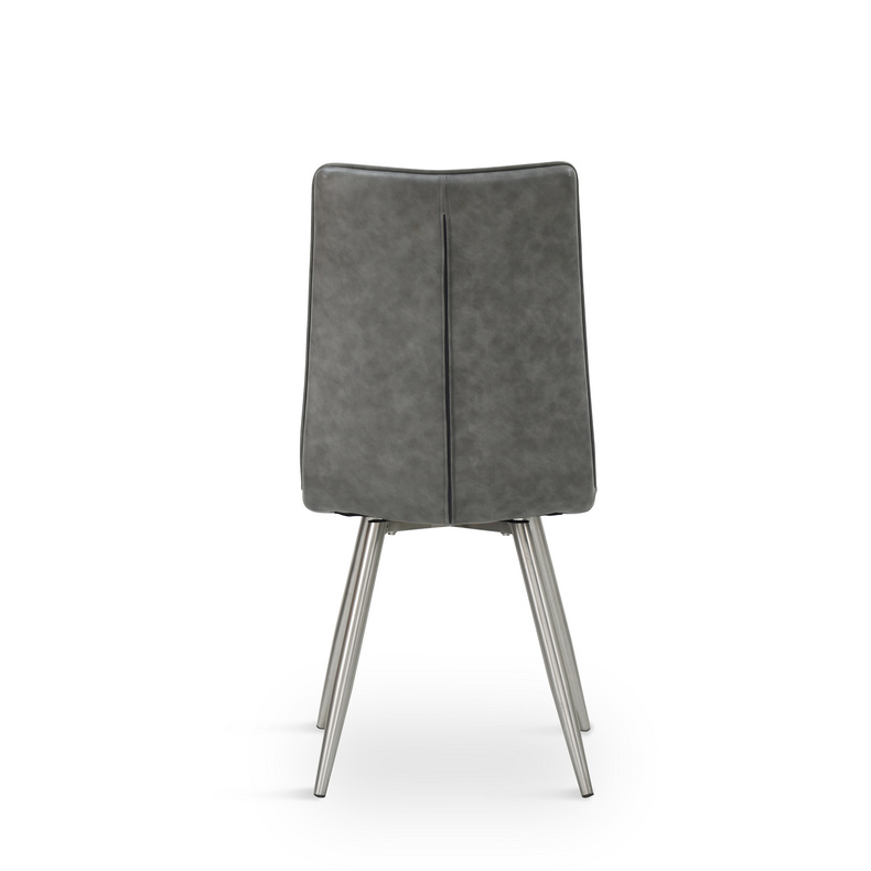 Grey PU Chair with brushed stainless steel for Living Dining Room