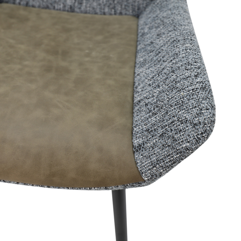 Grey Linen & PU Chair with Metal leg for Living Dining Room
