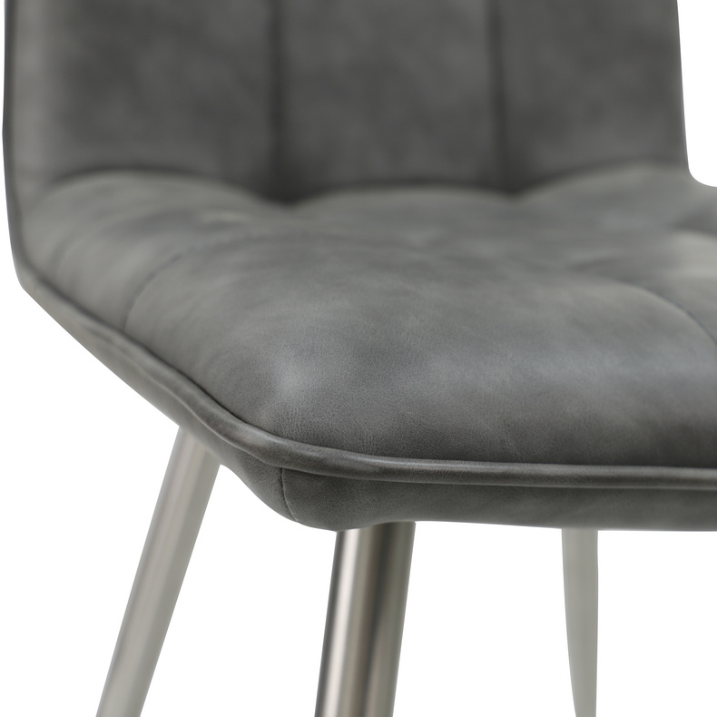 Grey PU Chair with brushed stainless steel for Living Dining Room