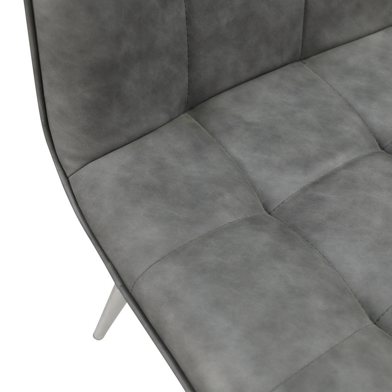 Grey PU Chair with brushed stainless steel for Living Dining Room