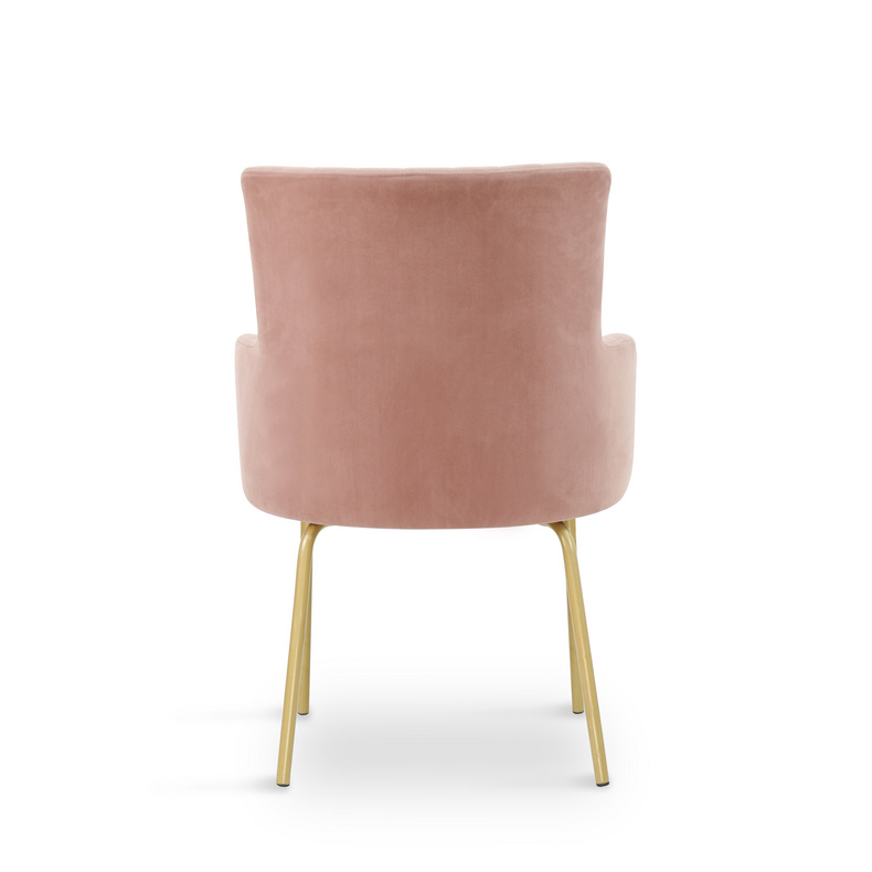 Luxury Golden Powder Coating Velvet  Dining Chair with armre