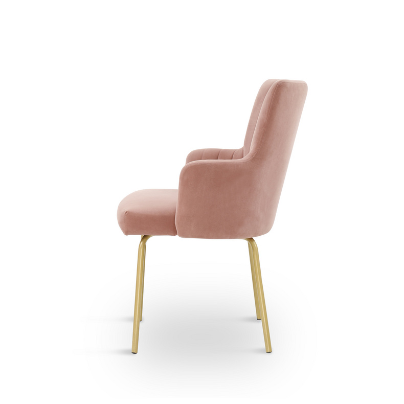 Luxury Golden Powder Coating Velvet  Dining Chair with armre