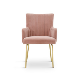 Luxury Golden Powder Coating Velvet  Dining Chair with armre