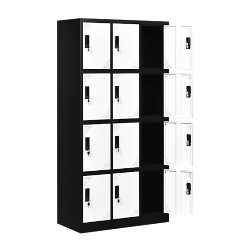 4 Tier 3 Wide Metal Locker, Two Tone