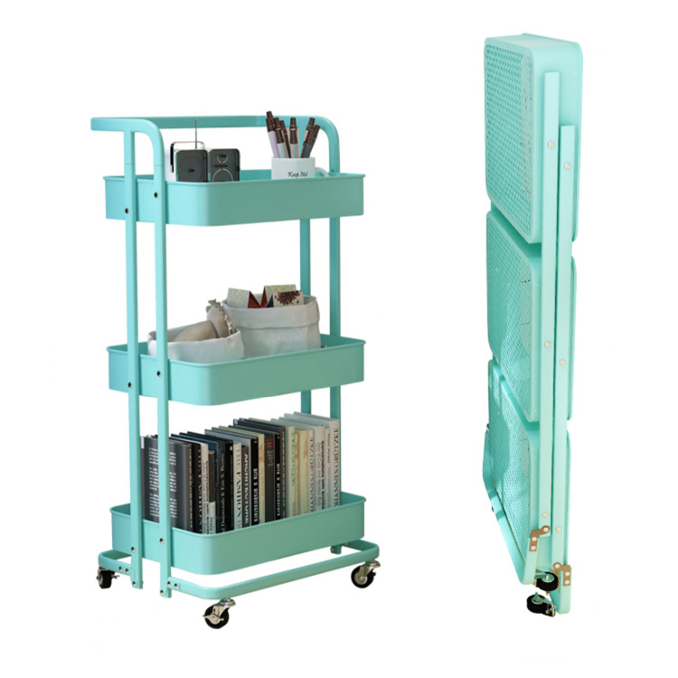 3 tiers Folding Metal Kitchen Trolley