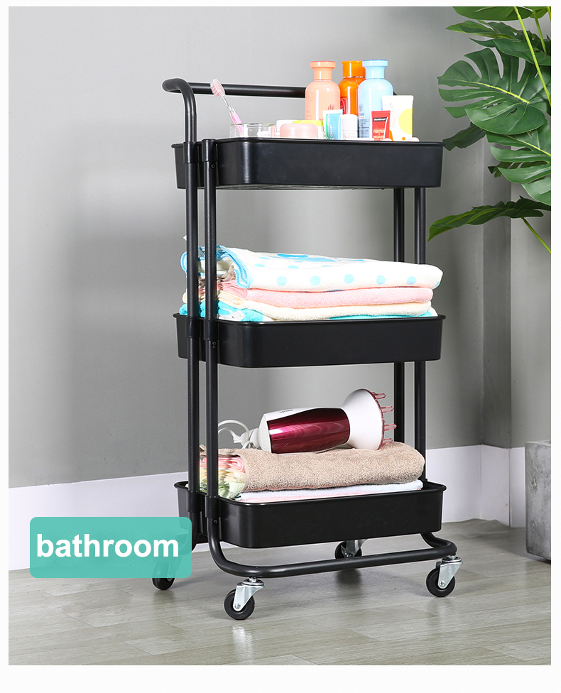 3 tiers Folding Metal Kitchen Trolley