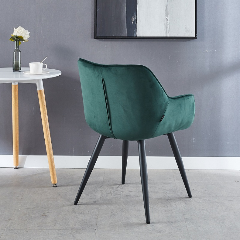 DC076-1 Nordic Restaurant Modern Upholstery Arm Fabric Velvet Dining Chairs