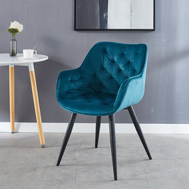 DC076-1 Nordic Restaurant Modern Upholstery Arm Fabric Velvet Dining Chairs