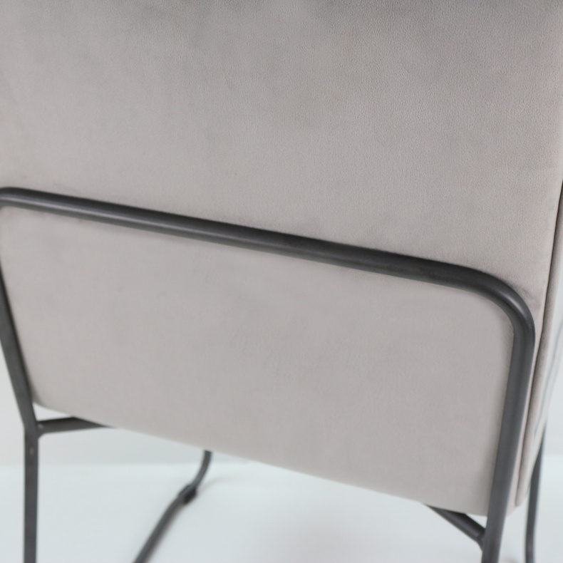 Simple Grey Velvet  Metal Leg Dining Chair for dining room or living room