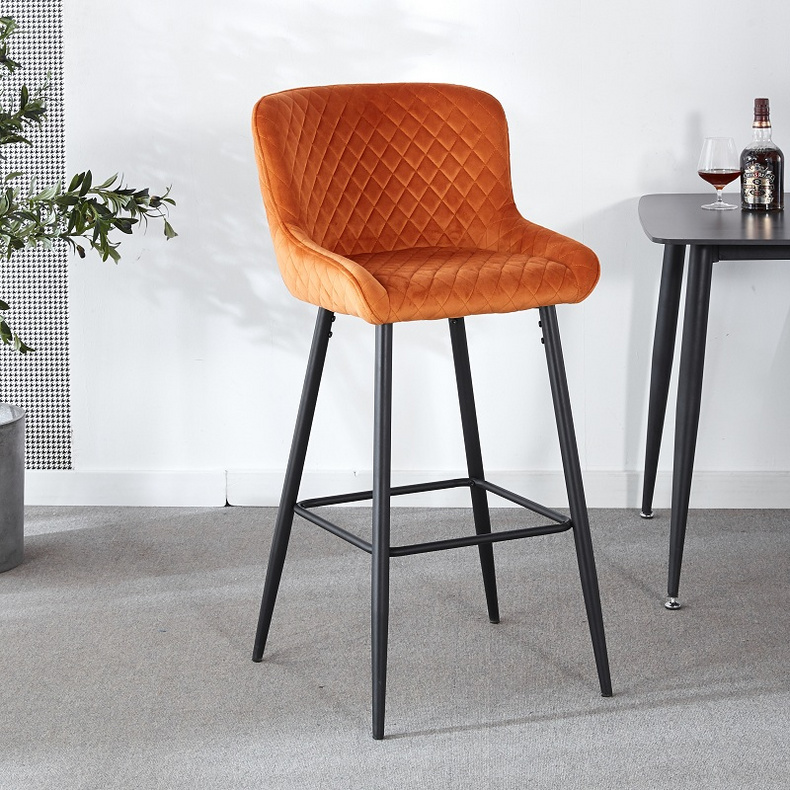 BS007 Velvet Bar Stools High Chair Fabric Diamond Type