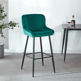 BS007 Velvet Bar Stools High Chair Fabric Diamond Type