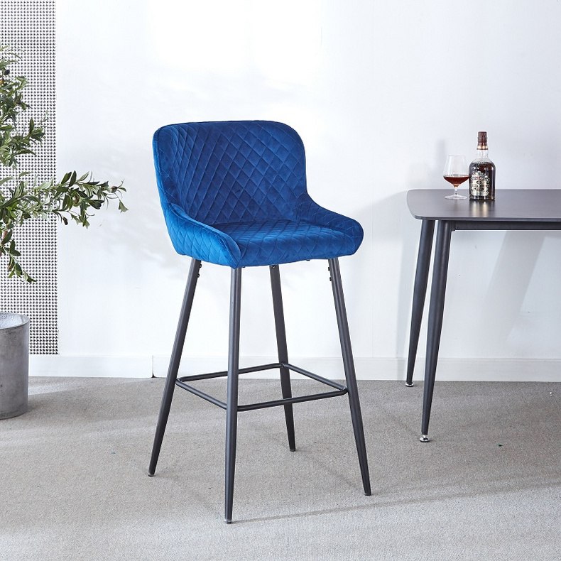 BS007 Velvet Bar Stools High Chair Fabric Diamond Type