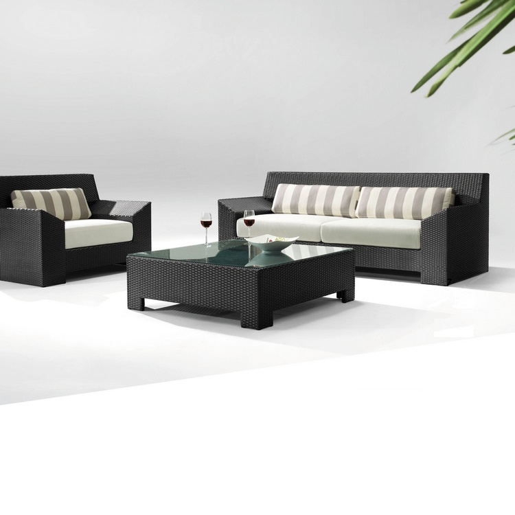 Tiles Black Wicker Patio Furniture Set