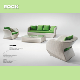 Rock White and Green Rattan Sofa Set