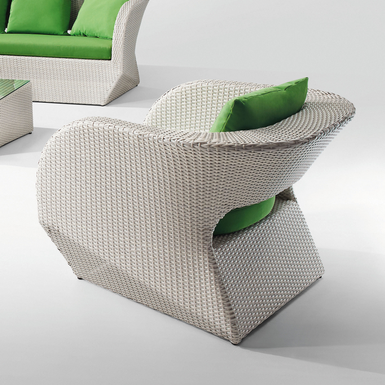 Rock White and Green Rattan Sofa Set