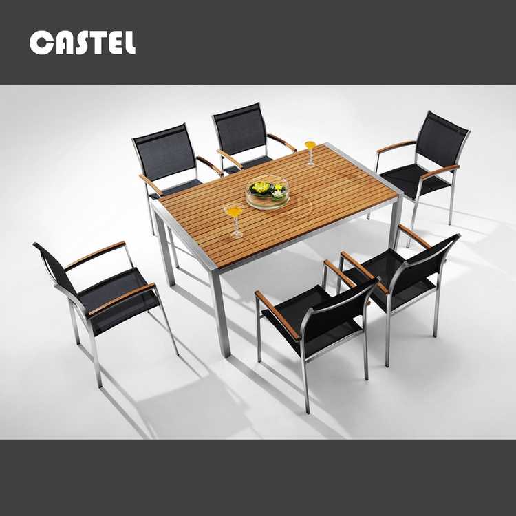 Castel Stainless Steel Teak Patio Dining Set