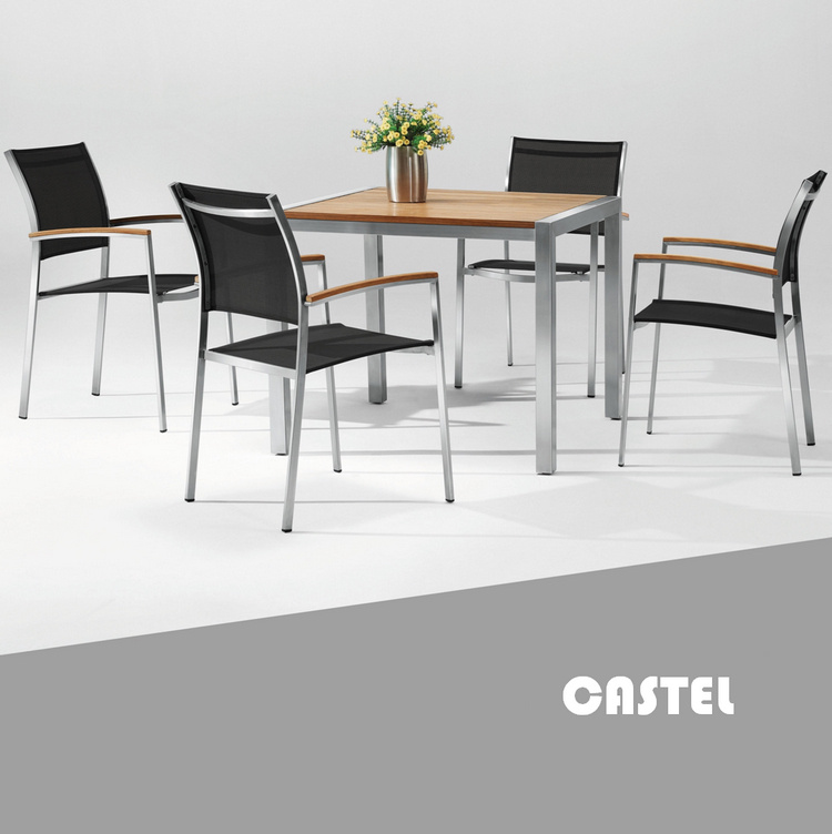 Castel Stainless Steel Teak Patio Dining Set