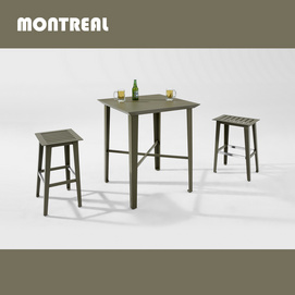 Montreal Square Outdoor Bar Table and Bar Stool