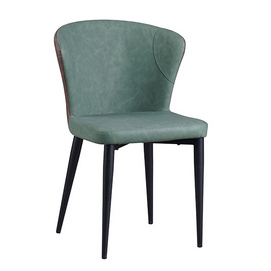 vintage green leather dining chairs--FYC346