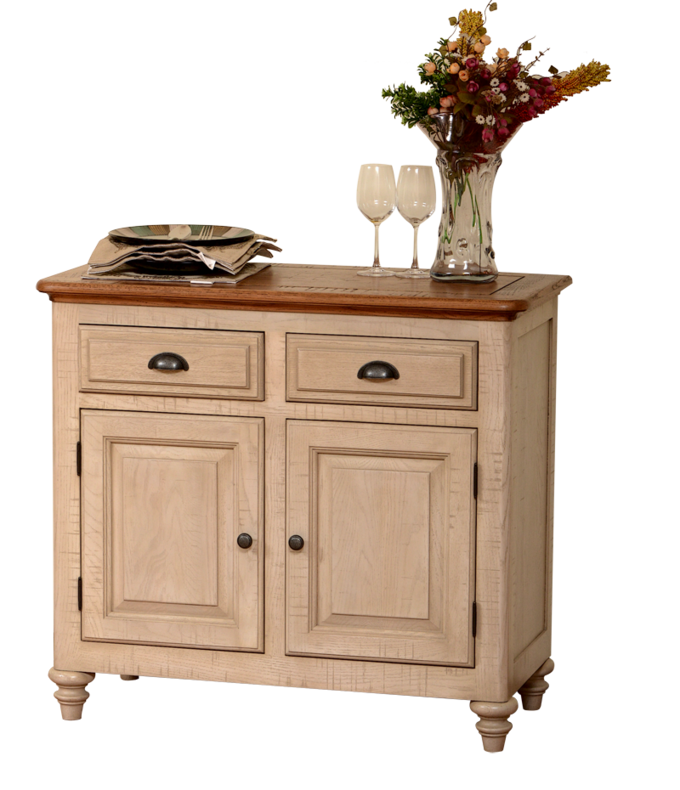 European style solid wood grey wash samll sideboard