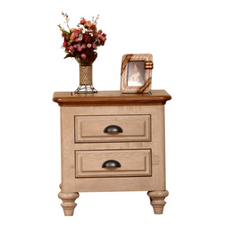 European style rustick oak and grey wash body bedside table / nightstand