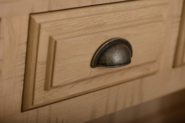 European style rustick oak and grey wash body bedside table / nightstand
