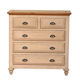 European style solid wood grey wash drawer chest
