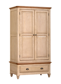 European style rustick oak and grey wash body 2 door wardrobe