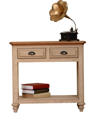 European style rustick oak and grey wash body console table