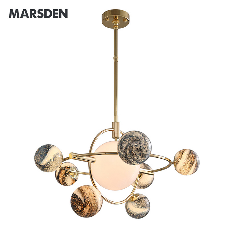 modern glass gold planet chanderlier pendant light