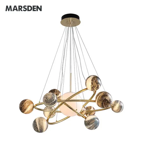 modern glass gold planet chanderlier pendant light