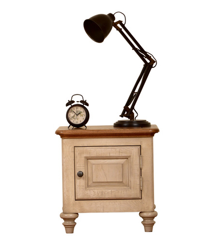 European style rustick oak and grey wash body bedside table / nightstand