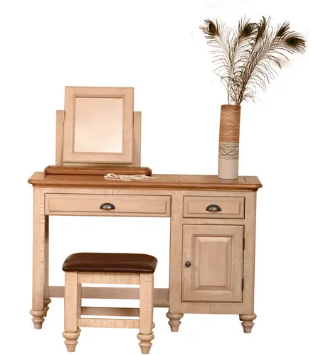 European style rustick oak and grey wash body dressing table