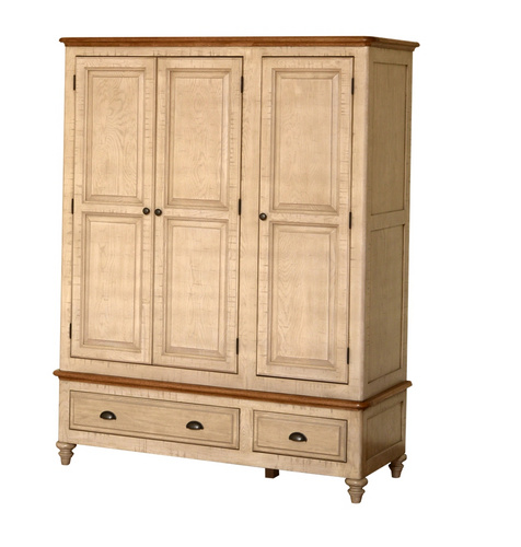 European style rustick oak and grey wash body triangle wardrobe
