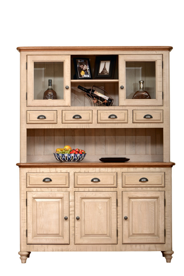 European style solid wood grey wash large sideboard top and base
