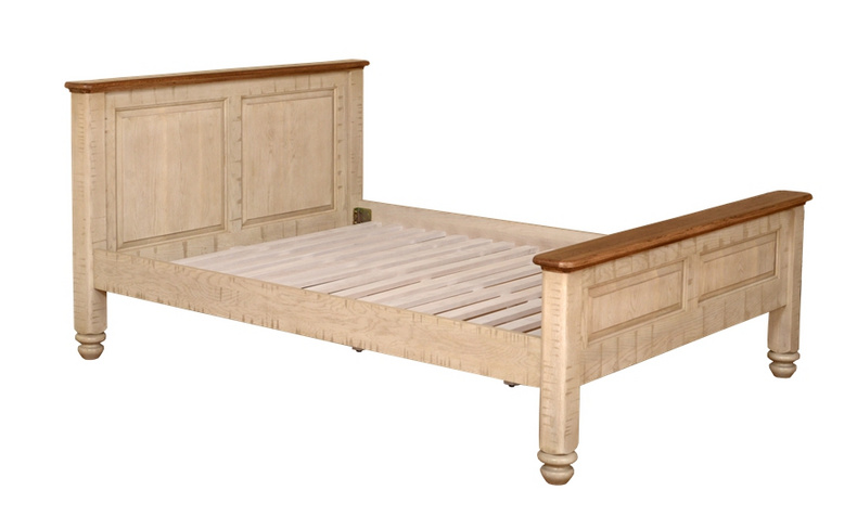 European style rustick oak and grey wash king size bed