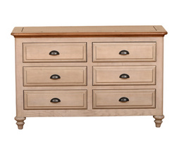 European style rustick oak and grey wash body drawer chest