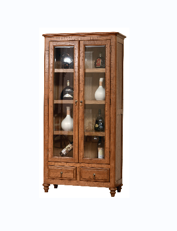 European style solid wood grey wash display Cabient