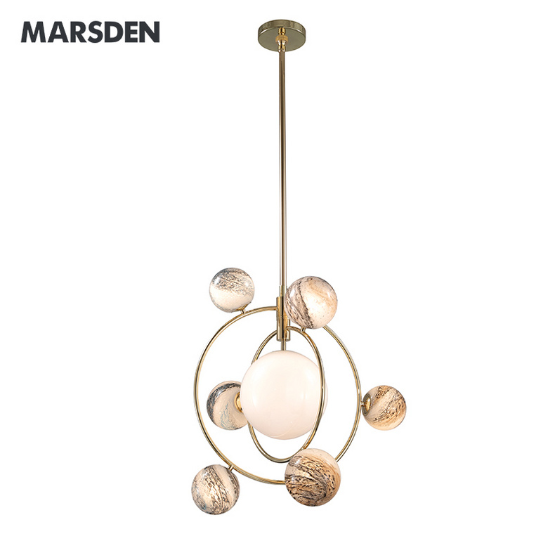 modern glass gold planet chanderlier pendant light