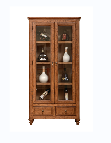 European style solid wood grey wash display Cabient