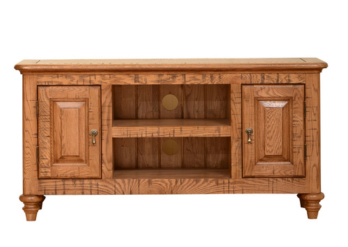 European style solid wood grey wash TV stand Cabient