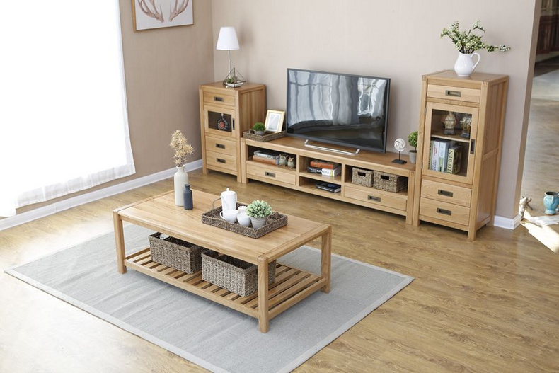 2021 New Design Modern Stye Natural Solid Oak Coffee Table Two Layers for Living room furniture