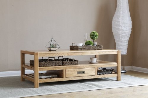 2021 New Design Modern Stye Natural Solid Oak Coffee Table with Drawer for Living room furniture