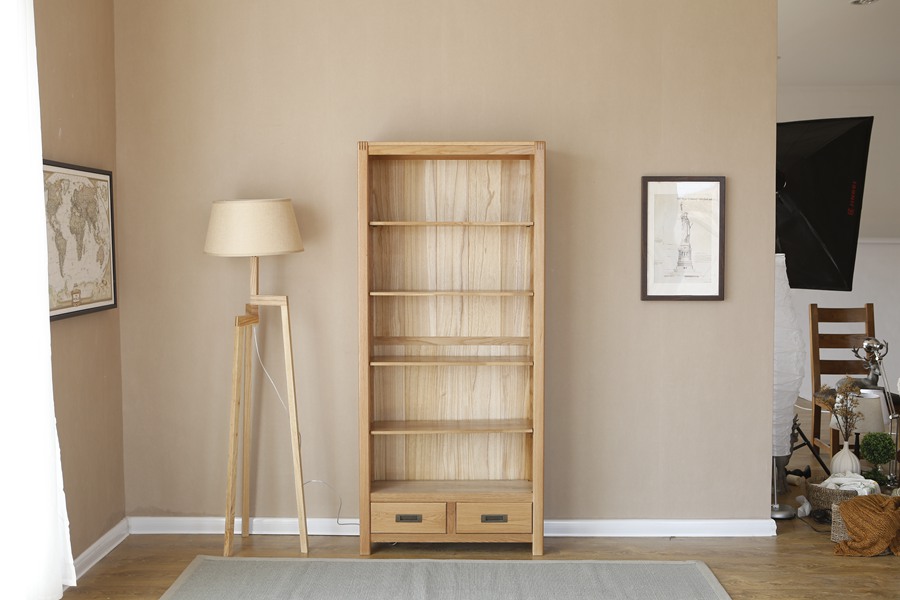 2021 New Design Modern Stye Natural Solid Oak Bookcase for Home furniture