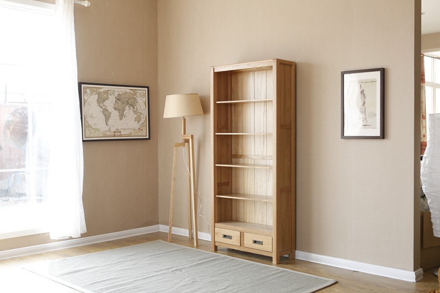 2021 New Design Modern Stye Natural Solid Oak Bookcase for Home furniture