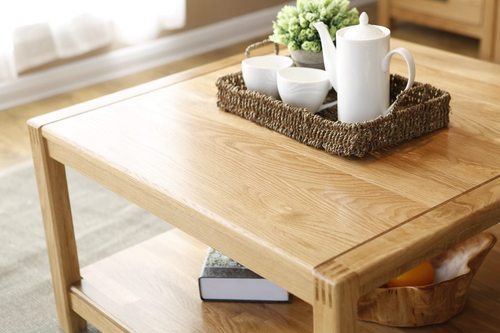 2021 New Design Modern Stye Natural Solid Oak Coffee Table Two Layers for Living room furniture