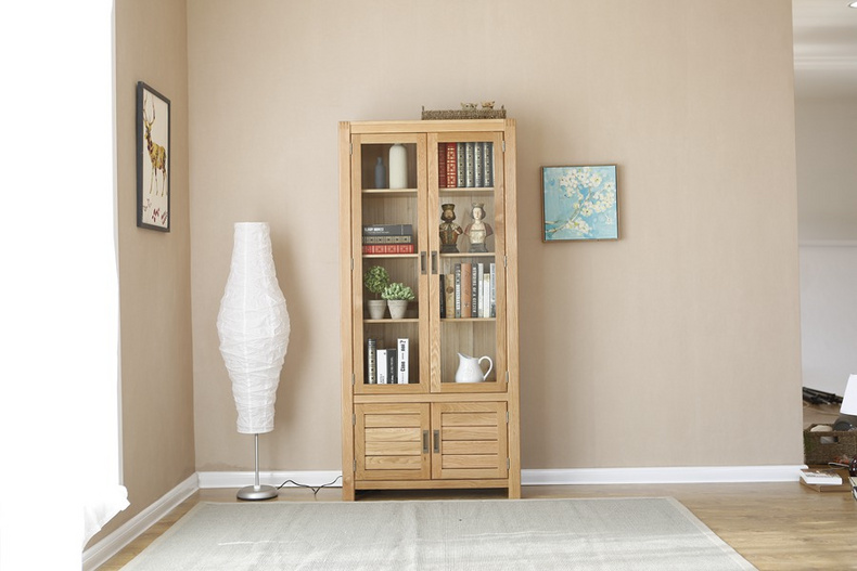 2021 New Design Modern Stye Natural Solid Oak Bookcase for Home furniture