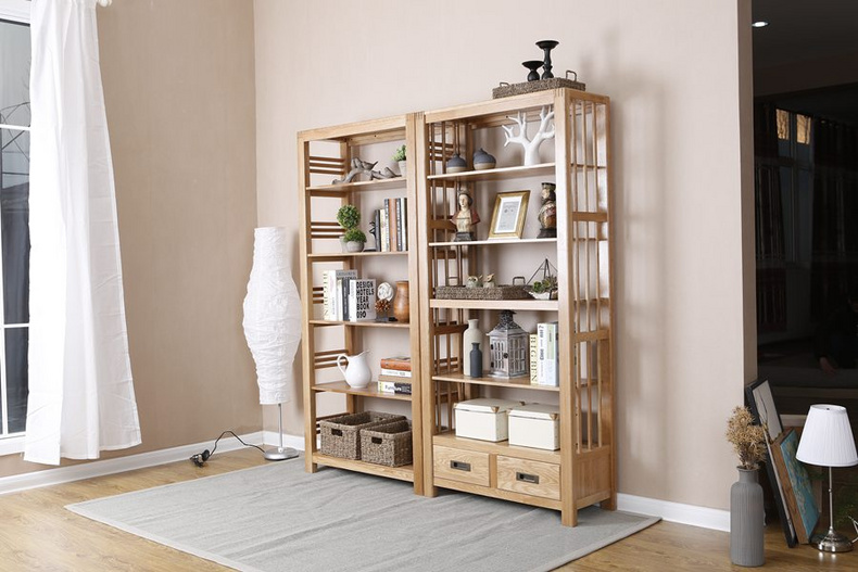 2021 New Design Modern Stye Natural Solid Oak Bookcase  for Home furniture