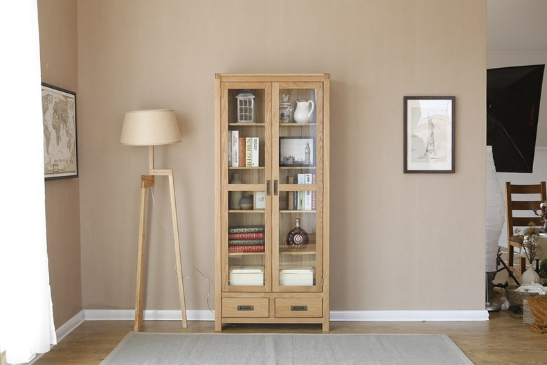 2021 New Design Modern Stye Natural Solid Oak Bookcase for Home furniture